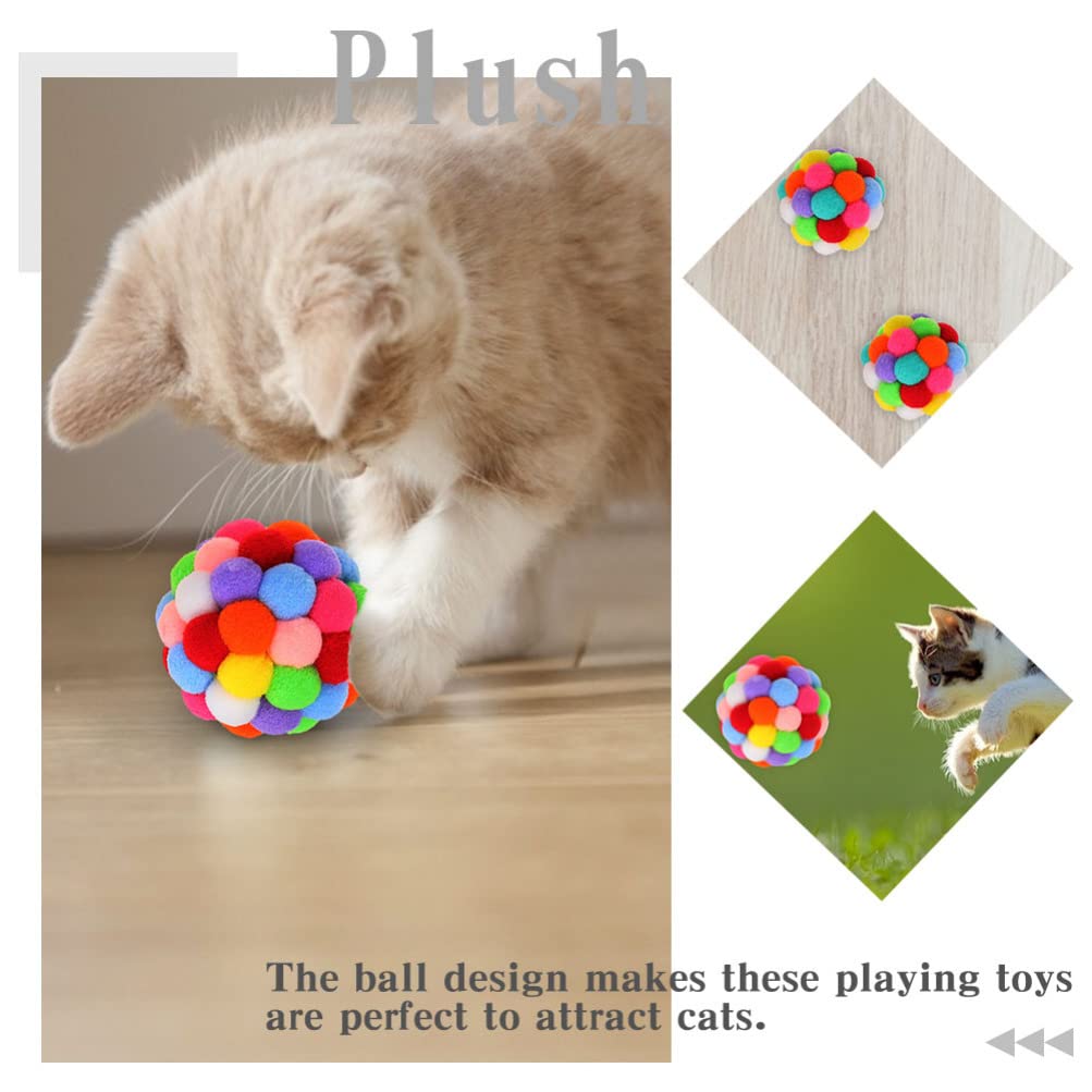 Balacoo 3-Pack Funny Cat Balls - Fuzzy Pompom Teething Toys for Cats & Dogs, Interactive Plush Wool Balls for Jumping, Licking & Play - Perfect for Indoor Playtime, Pet Training & Stress Relief