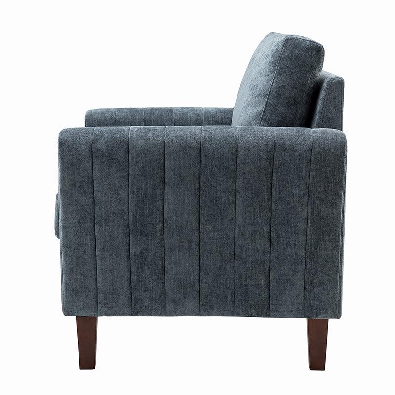 Luca Square Club Armchair - Modern Accent Chair for Living Room, Lounge & Office - Stylish Upholstered Armchair with Wooden Legs - Perfect for Home Decor, Reading Nook & Relaxation