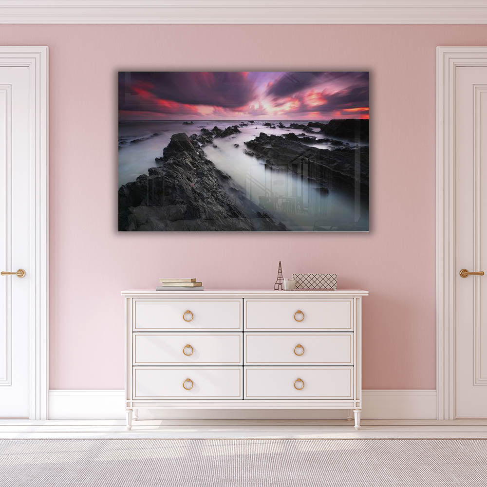 Mystic Sunset - Stunning Handmade Wall Art for Home Decor, Perfect for Living Room, Bedroom & Office | Unique Sunset Painting for Modern Interior Design