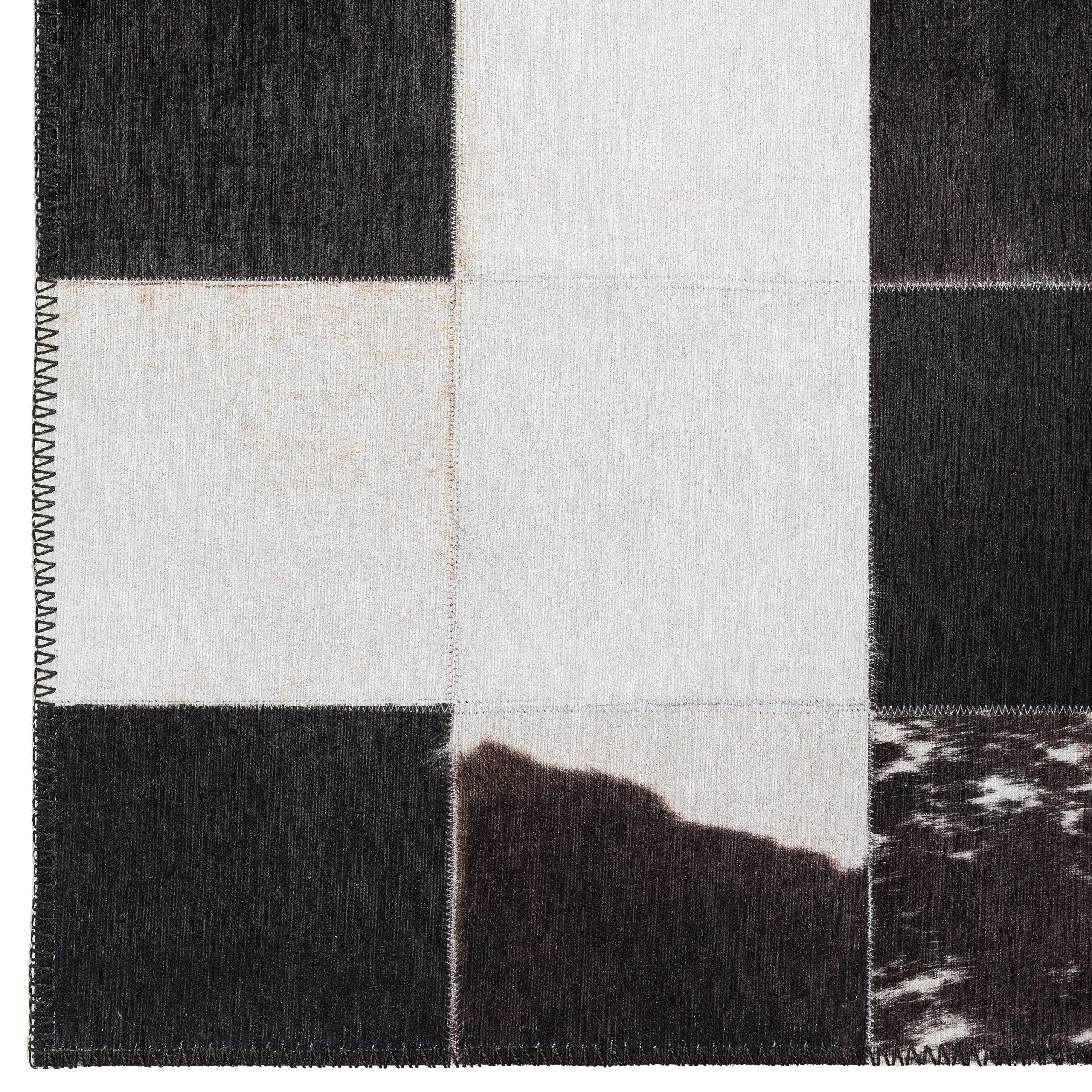 Addison Rugs Laredo ALR40 Black Washable 8' x 10' Indoor/Outdoor Area Rug - Machine Washable, Non-Shedding, Easy Clean - Perfect for Bedroom, Living Room, Dining Room, Kitchen, Entryway & Patio Decor