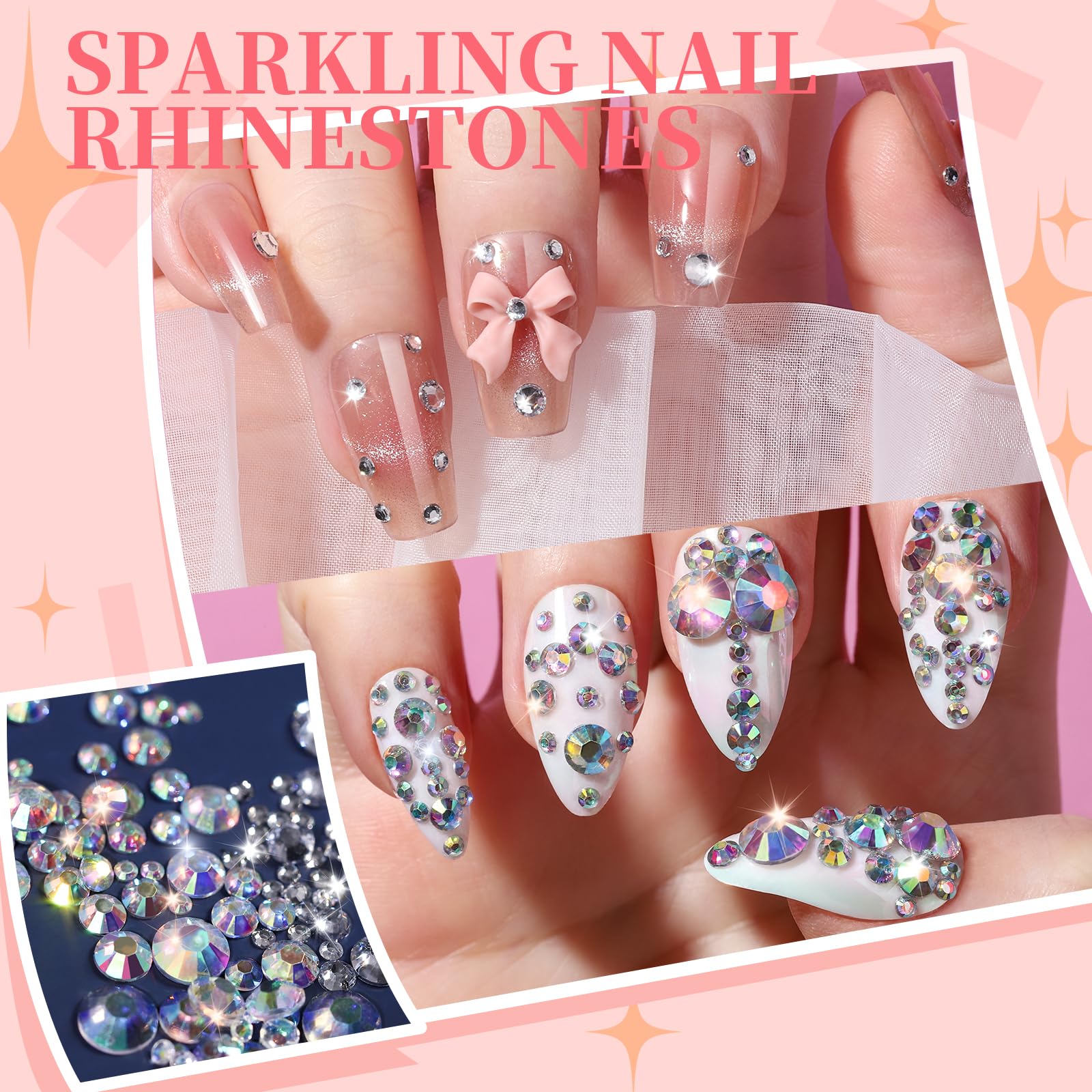 FANDAMEI Nail Art Kit with Charms, Gems, Rhinestones, Bows & Pearls - DIY Nail Design Set for Professional & Home Manicures - Perfect for Parties, Weddings, and Special Occasions