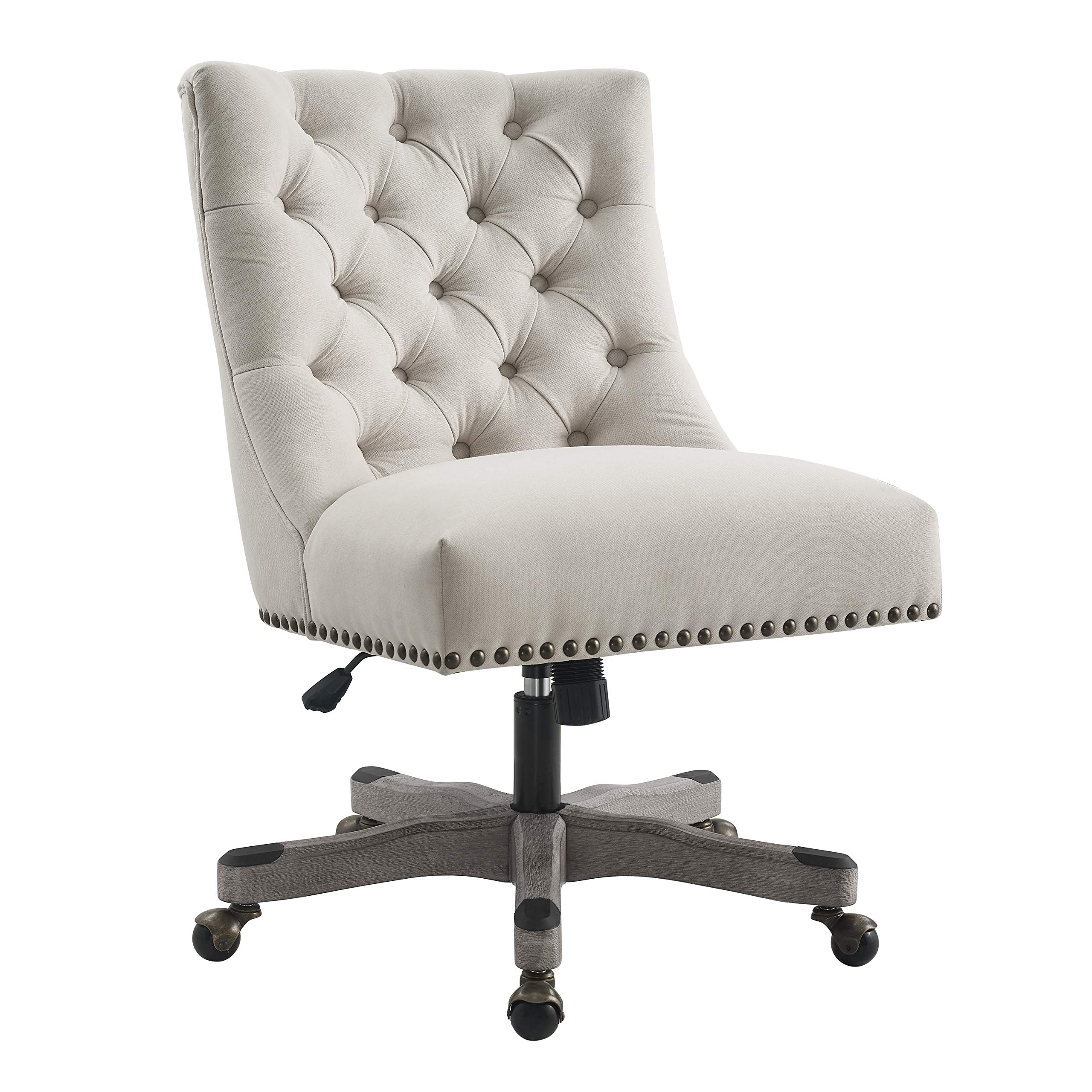 Linon Home Décor Honor Natural Office Chair - Ergonomic Beige Desk Chair for Home & Office, Comfortable Computer Chair for Long Hours of Work, Study, or Gaming