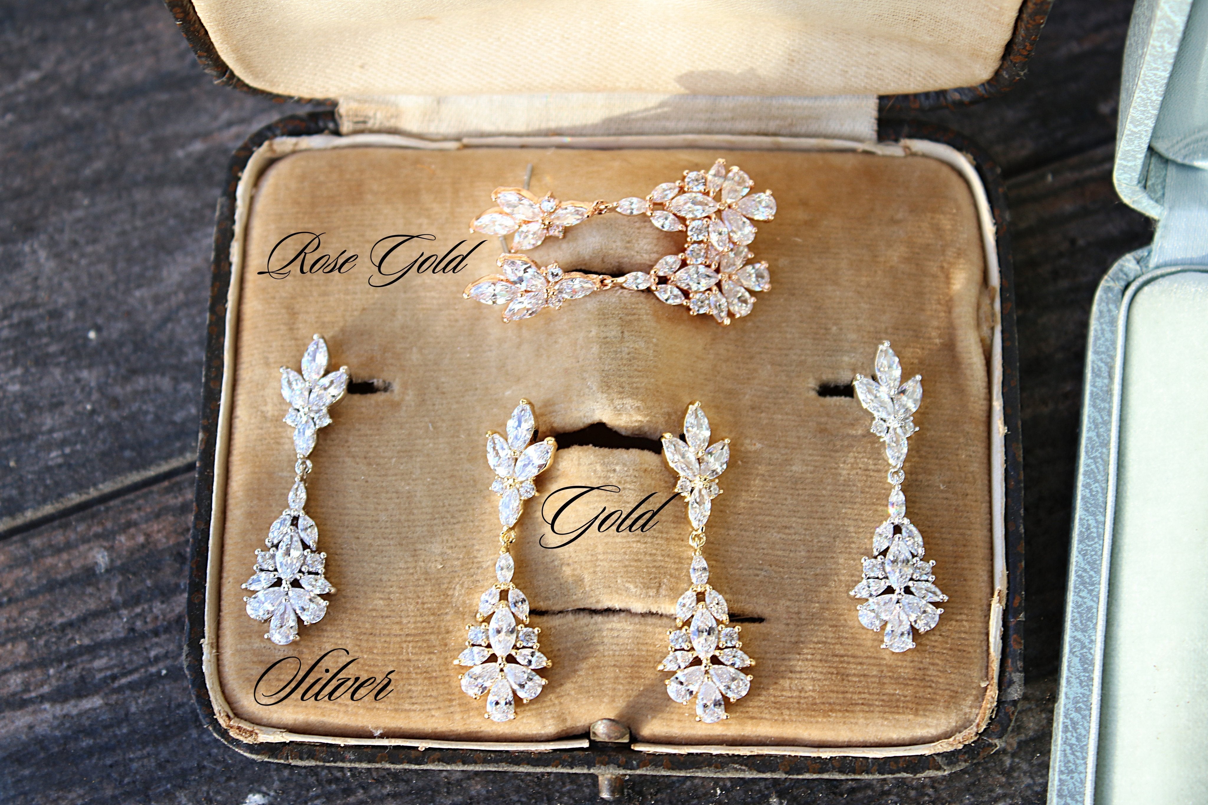 JESSICA Bridal Drop Earrings – Elegant Wedding Jewelry for Brides, Bridesmaids & Formal Occasions | Perfect for Weddings, Prom & Evening Events