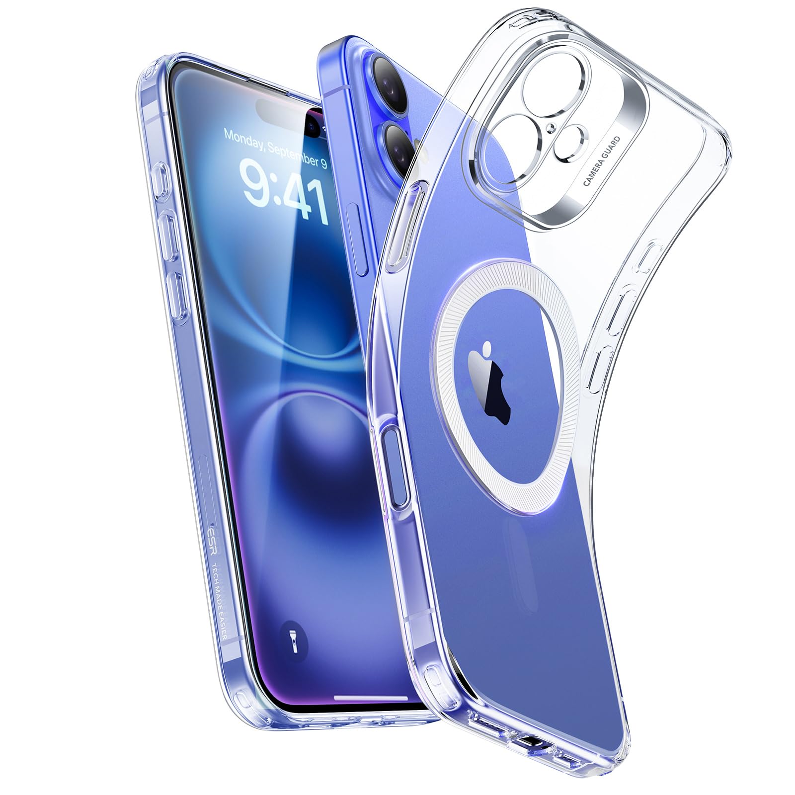ESR Magnetic Phone Case for iPhone 16 - Slim Clear Shockproof Cover with MagSafe Compatibility & Camera Protection | Anti-Yellowing Scratch-Resistant Design | Perfect for Everyday Use, Travel & Outdoor Activities