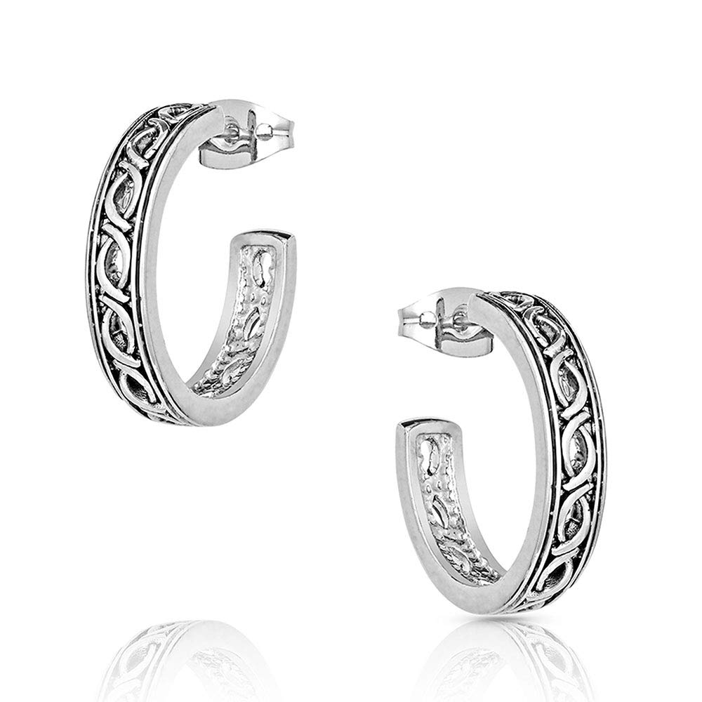 Montana Silversmiths Western Style Post Back Hoop Earrings for Women - Handmade Sterling Silver Cowgirl Jewelry - Perfect for Rodeo, Country Music Concerts & Western Fashion