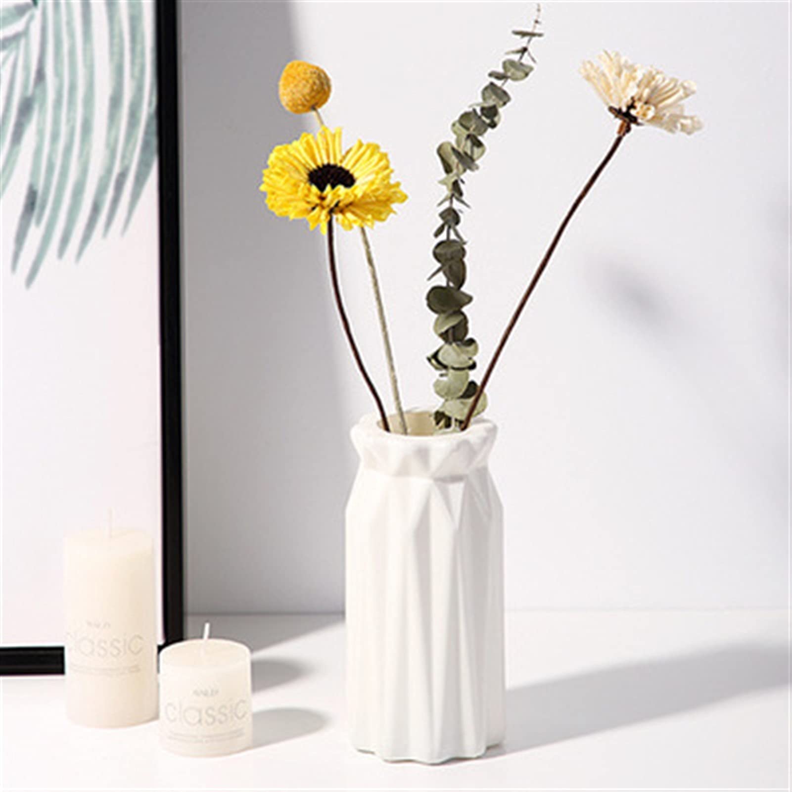 Modern Nordic Plastic Flower Vase - Shatterproof Home Decor for Living Room, Durable Cachepot for Fresh Flowers (Color: White) | Perfect for Centerpieces, Wedding Decor & Housewarming Gifts