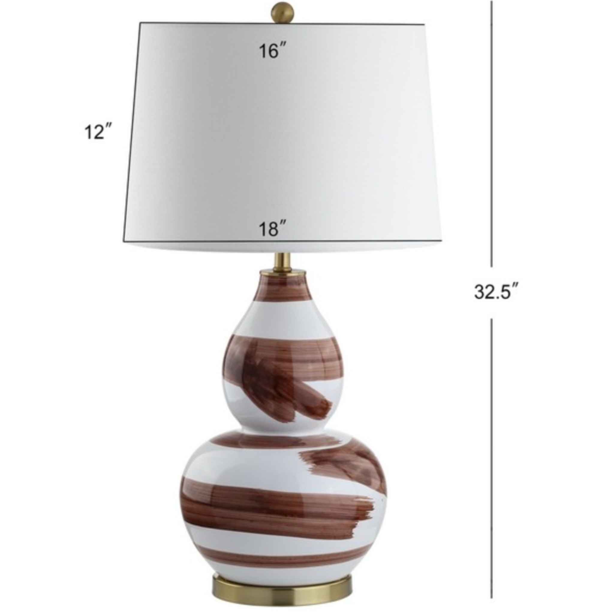Aileen Modern Table Lamp - Brown & White Ceramic Base with Linen Shade for Bedroom, Living Room, or Office Decor