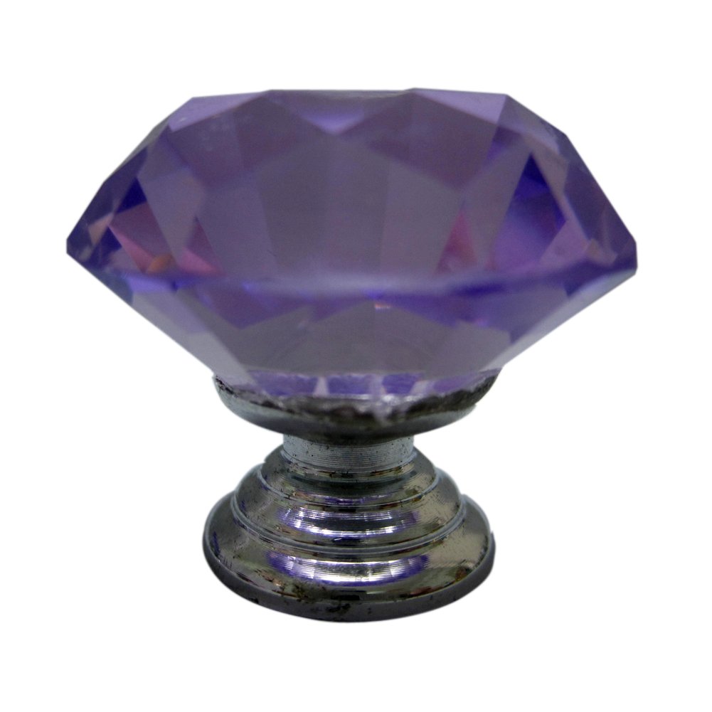 30mm Crystal Glass Cabinet Knobs - Purple Dresser Drawer Pull Handles (Pack of 6) for Bedroom Furniture, Closet Doors & DIY Home Decor Projects