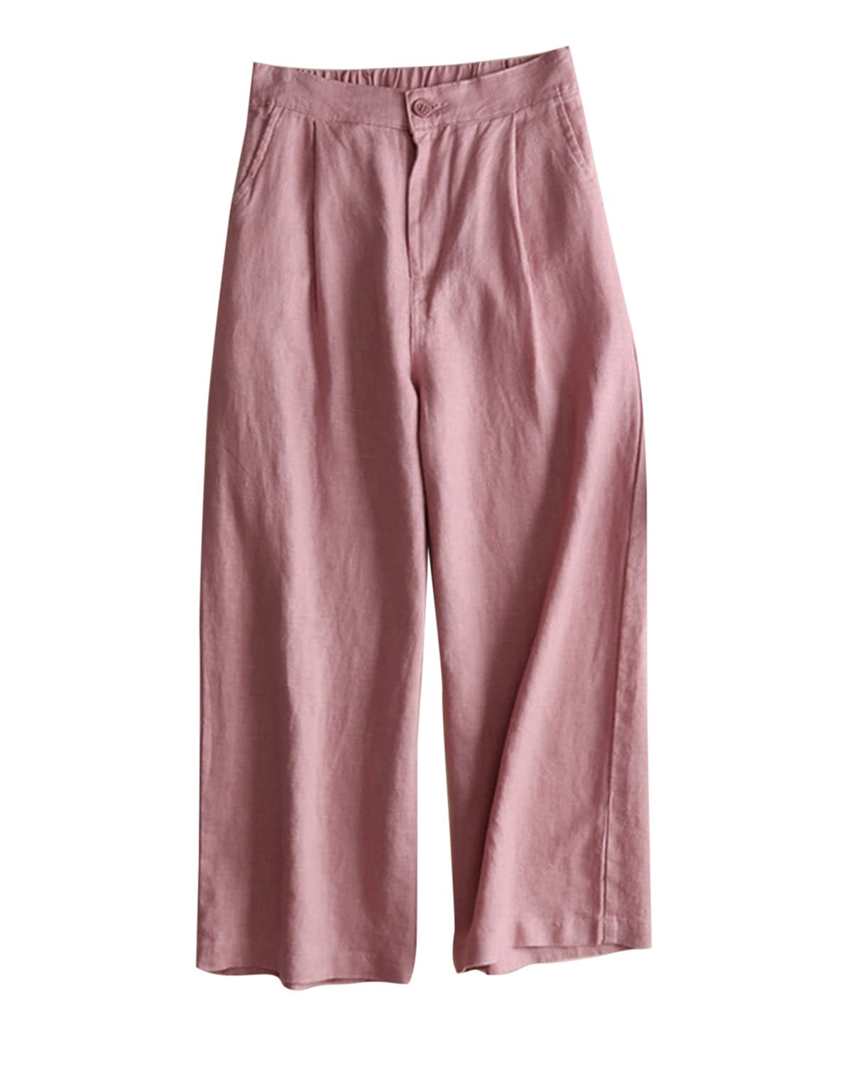 Women's 100% Linen Wide Leg Pants - Summer Casual Cropped Palazzo Beach Pants | 2025 Trendy Outfit for Vacation, Travel & Boho Style