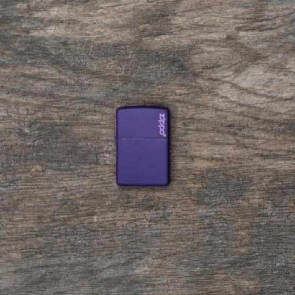 Classic Purple Matte Zippo Lighter with Logo - Windproof Refillable Metal Lighter for Outdoor Camping, Smoking & Survival Kits