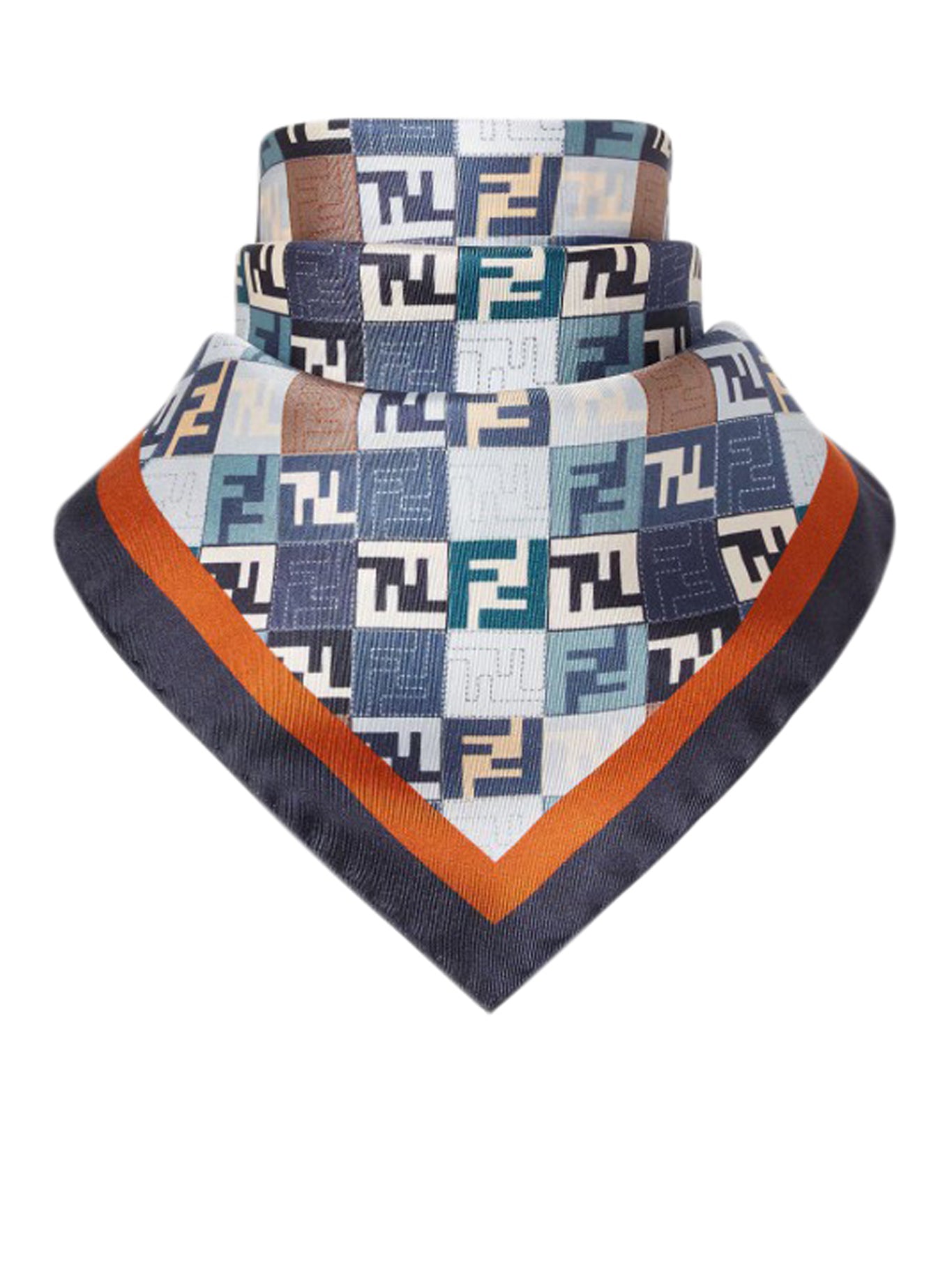 Fendi FF Logo Multicolor Blue Silk Scarf - Luxury Fashion Accessory for Women, Perfect for Gifts, Parties, and Everyday Elegance