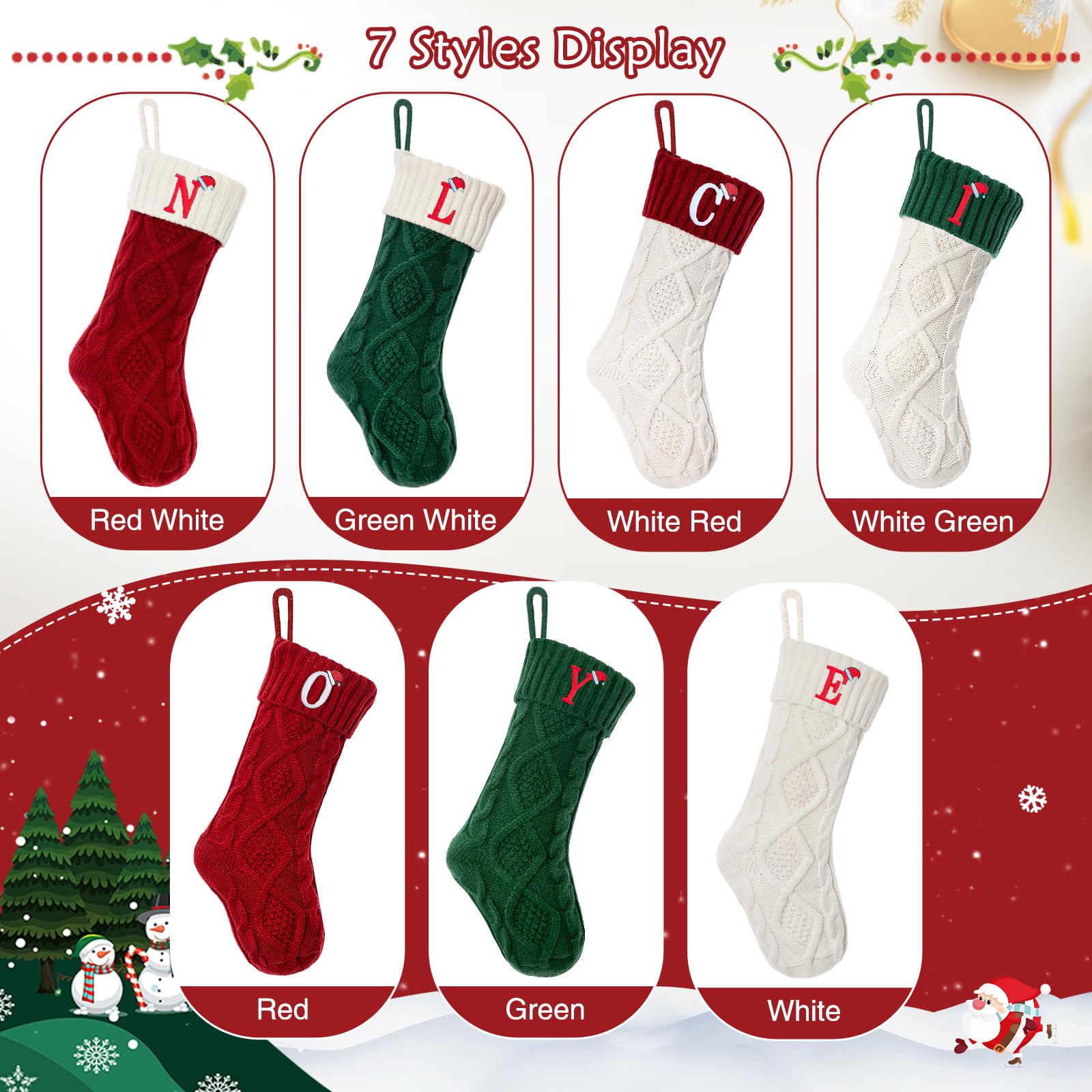 Personalized Christmas Stockings with Initial 