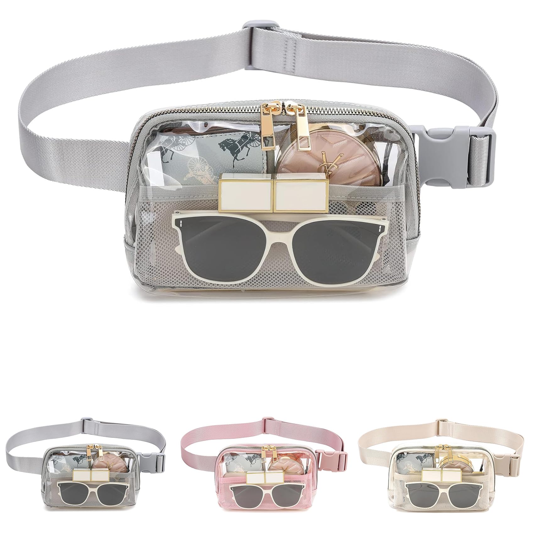 Waterproof Clear Fanny Pack with Adjustable Strap - Stadium Approved Waist Bag for Concerts, Festivals, Hiking & Travel (Grey) - Perfect for Outdoor Events & Security Checks