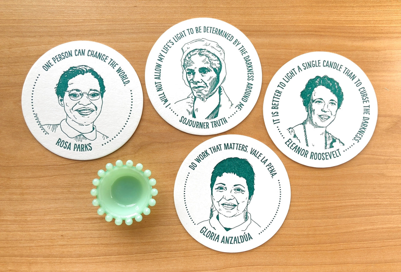 Inspiring Women Coasters Set of 6 - Motivational Quote Drink Coasters for Coffee Table - Perfect Gift for Women, Office Decor, Housewarming