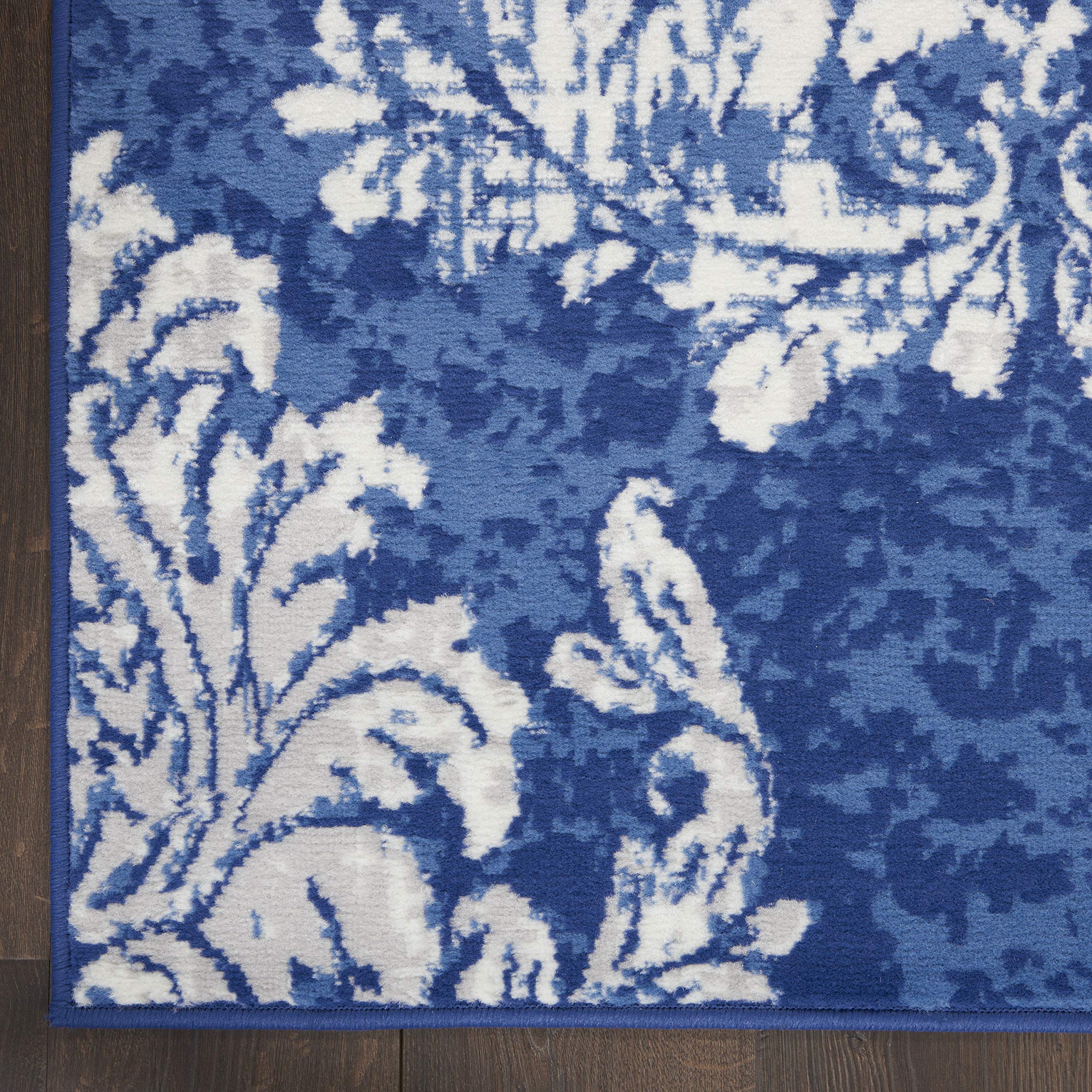 Nourison Whimsicle Damask Navy Ivory 8' x 10' Area Rug - Easy to Clean, Non-Shedding, Stain Resistant for Bedroom, Living Room, Dining Room & Kitchen - Soft & Durable Home Decor (8x10) | Perfect for Cozy Spaces, Family Gatherings & High-Traffic Areas