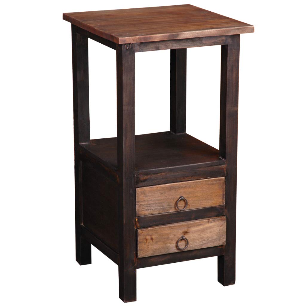 Shabby Chic Cottage Table with Two Drawers - Blackwash Finish & Distressed Wood Top - Perfect for Farmhouse, Vintage & Coastal Home Decor
