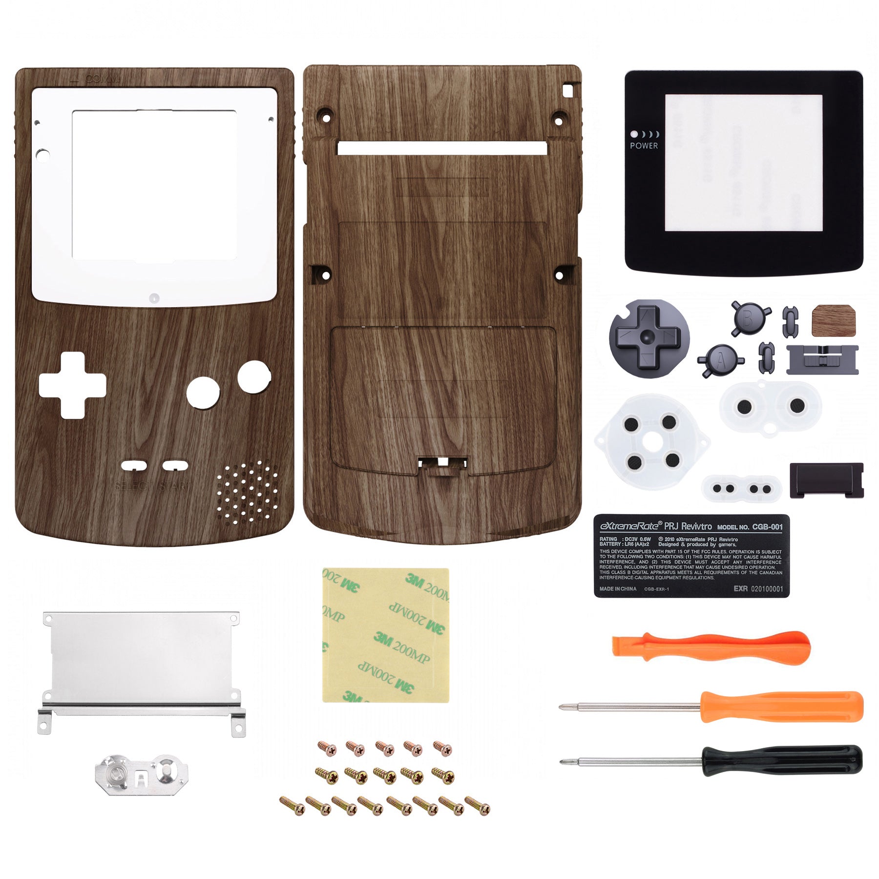 eXtremeRate Wood Grain GBC Replacement Shell Full Housing Cover with Buttons for Gameboy Color - Compatible with GBC OSD IPS, Regular IPS & Standard LCD Screens (Console & IPS Screen Not Included) - Perfect for Gameboy Color Console Repair, Customization & Retro Gaming Enthusiasts - QCBS2001