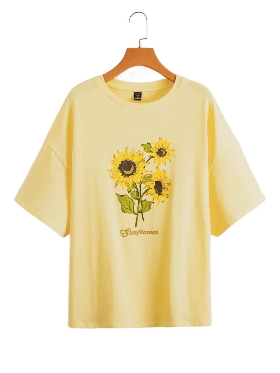 Women's Plus Size Sunflower & Letter Graphic T-Shirt - 4XL Floral Print Casual Tee for Summer Outfits, Beach Wear & Everyday Comfort
