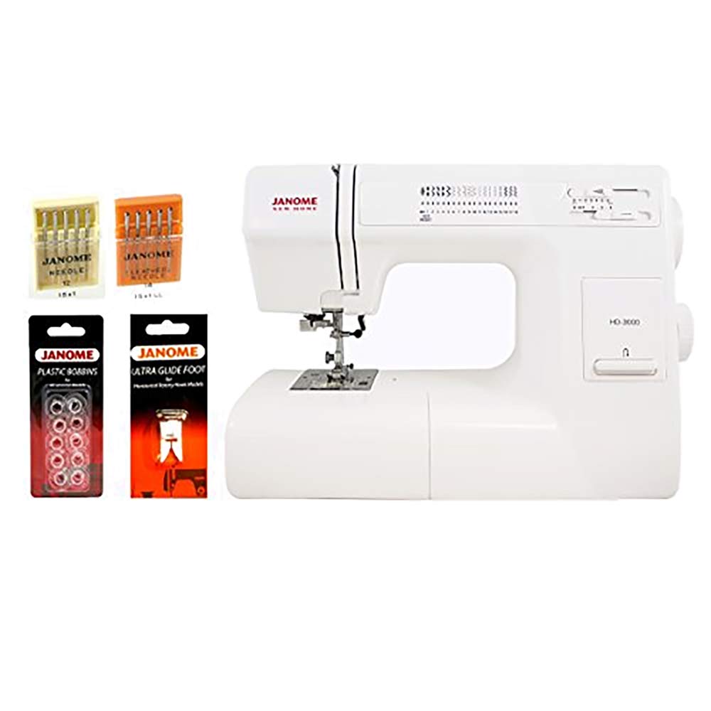 Janome HD1000 Heavy Duty Mechanical Sewing Machine with 14 Built-in Stitches - Free Bonus Accessories Kit | Perfect for Home Sewing, Quilting & DIY Projects