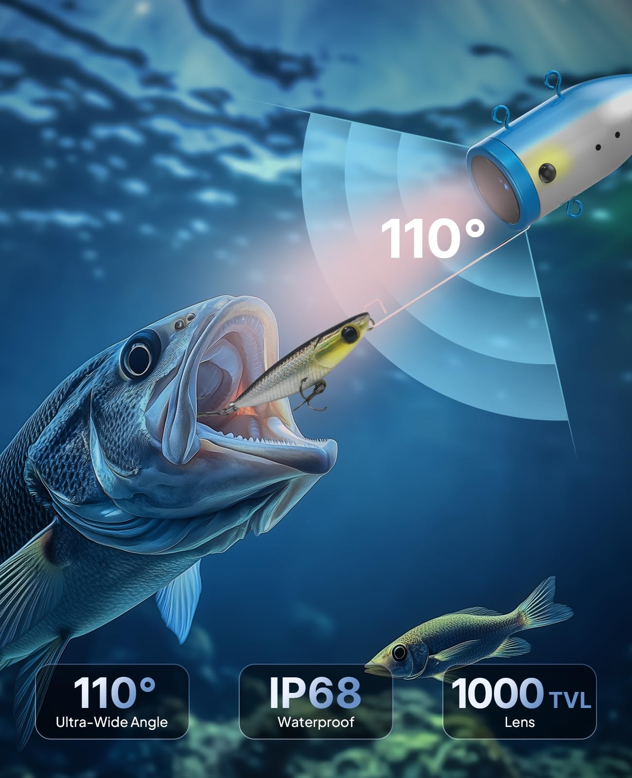 Eyoyo 7 Inch LCD Underwater Fishing Camera with 1000TVL HD Resolution & 12 Infrared Lights - Waterproof Fish Finder for Lake, Boat, Ice Fishing - Perfect for Night Fishing and Deep Water Exploration