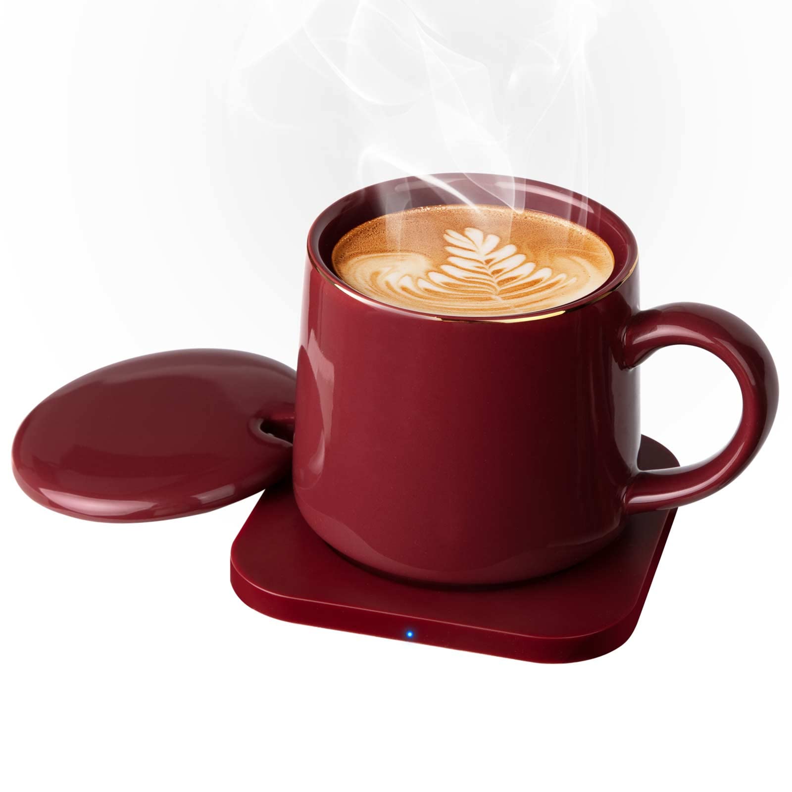 Electric Coffee Mug Warmer & 12oz AB-Grade Porcelain Cup Set - 15W Beverage Warmer for Coffee, Tea, Cocoa & Milk - Perfect for Home Office Desk Use & Gift Giving