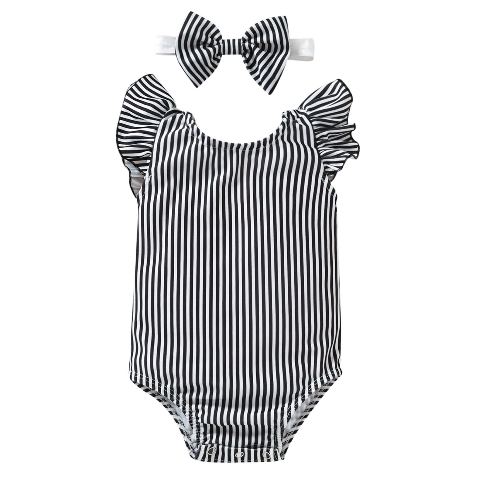 Print Summer Ruched Swimsuit for Toddler Girls 04Y | Striped Kids Swimwear | Fashionable Baby Girls Swim Suit for Beach, Pool & Vacation