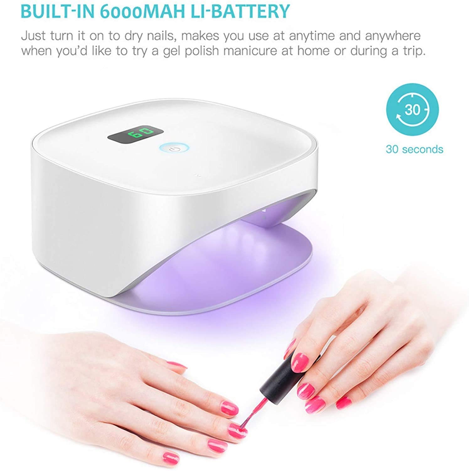 48W UV LED Nail Lamp for Gel Polish - Professional Nail Dryer with 4 Timer Settings & Auto Sensor - Portable Manicure & Pedicure Curing Light for Home & Salon Use