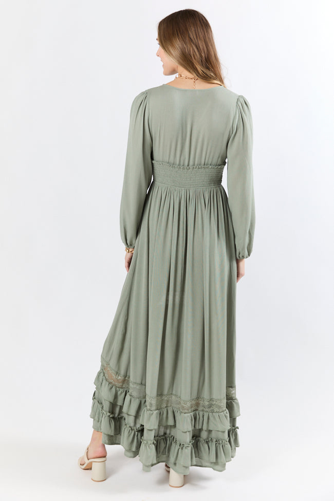 Lucky To Have You Sage Green Maxi Dress for Women - Flowy Summer Midi Dress with Pockets, Boho Chic Style - Perfect for Beach Vacations, Date Nights & Casual Outings