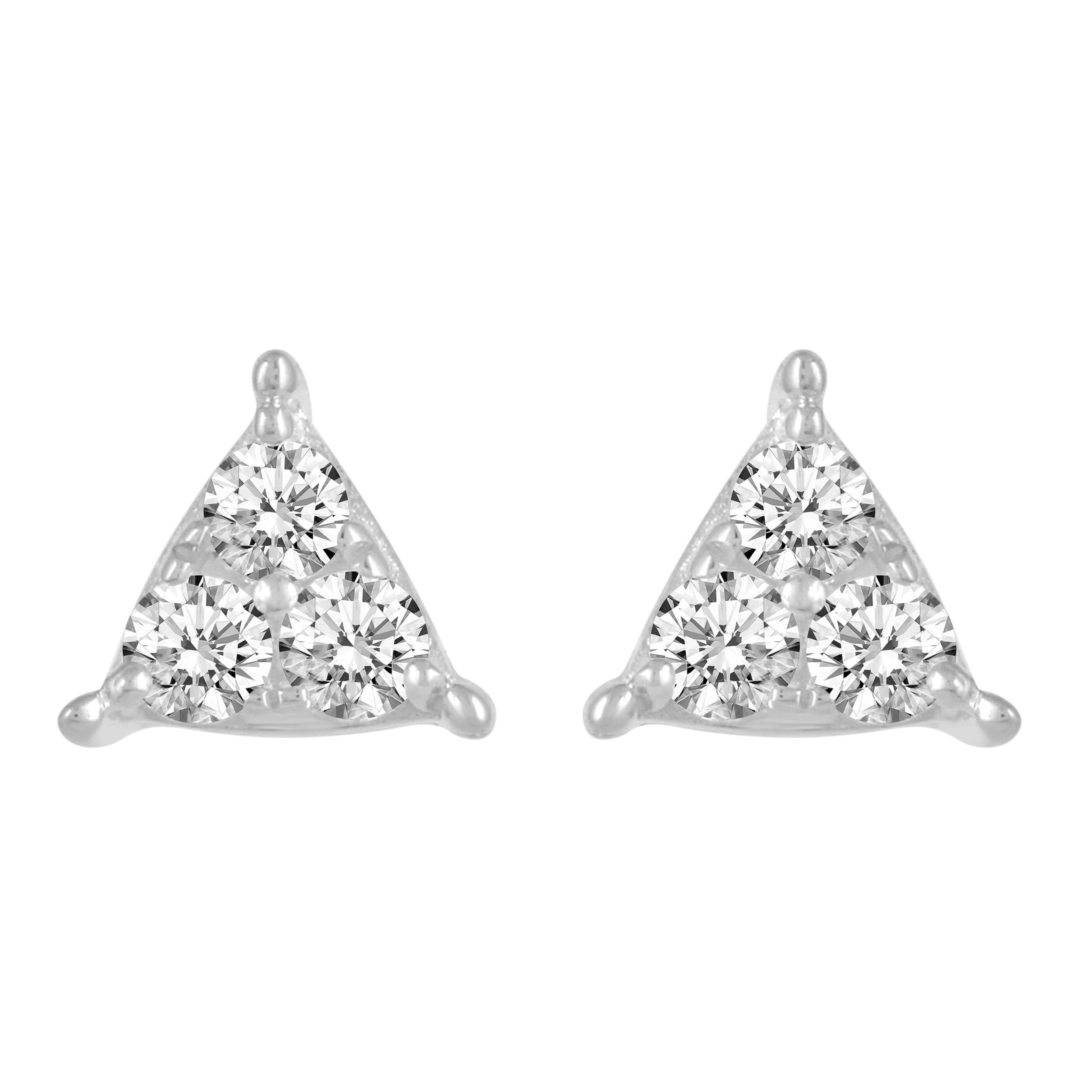 Triangle Cluster Stud Earrings with 1/4 Ctw Natural Diamonds in 925 Sterling Silver - Elegant Jewelry for Women, Perfect Gift for Birthday, Anniversary & Special Occasions