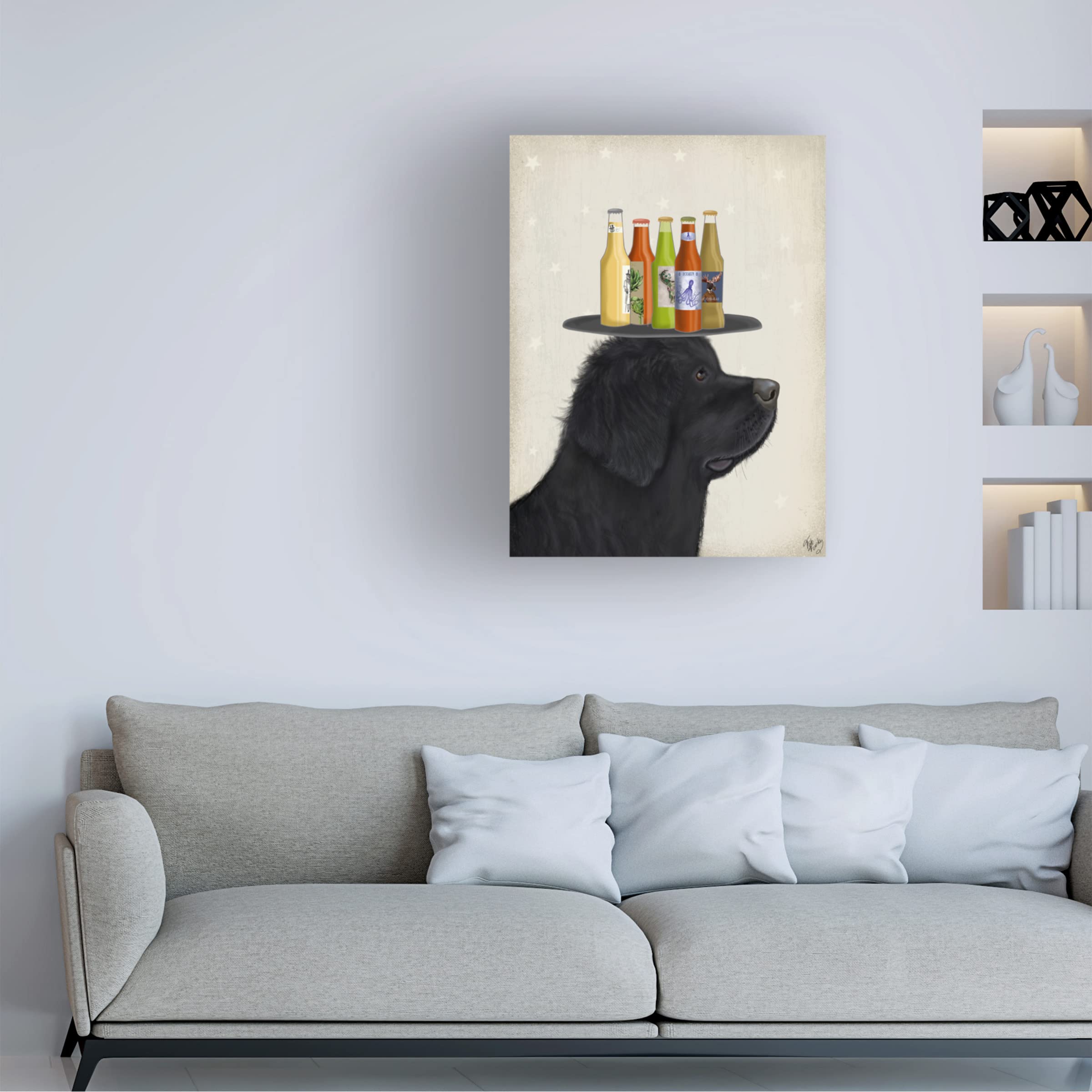 Pit Bull Beer Lover Canvas Wall Art by Fab Funky - Funny Dog Drinking Beer Painting for Man Cave, Bar Decor & Gift for Dog Lovers