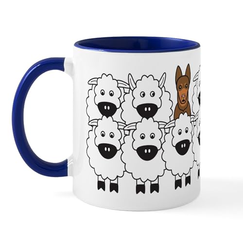 White/Navy Inside - Red Kelpie And Sheep Mug