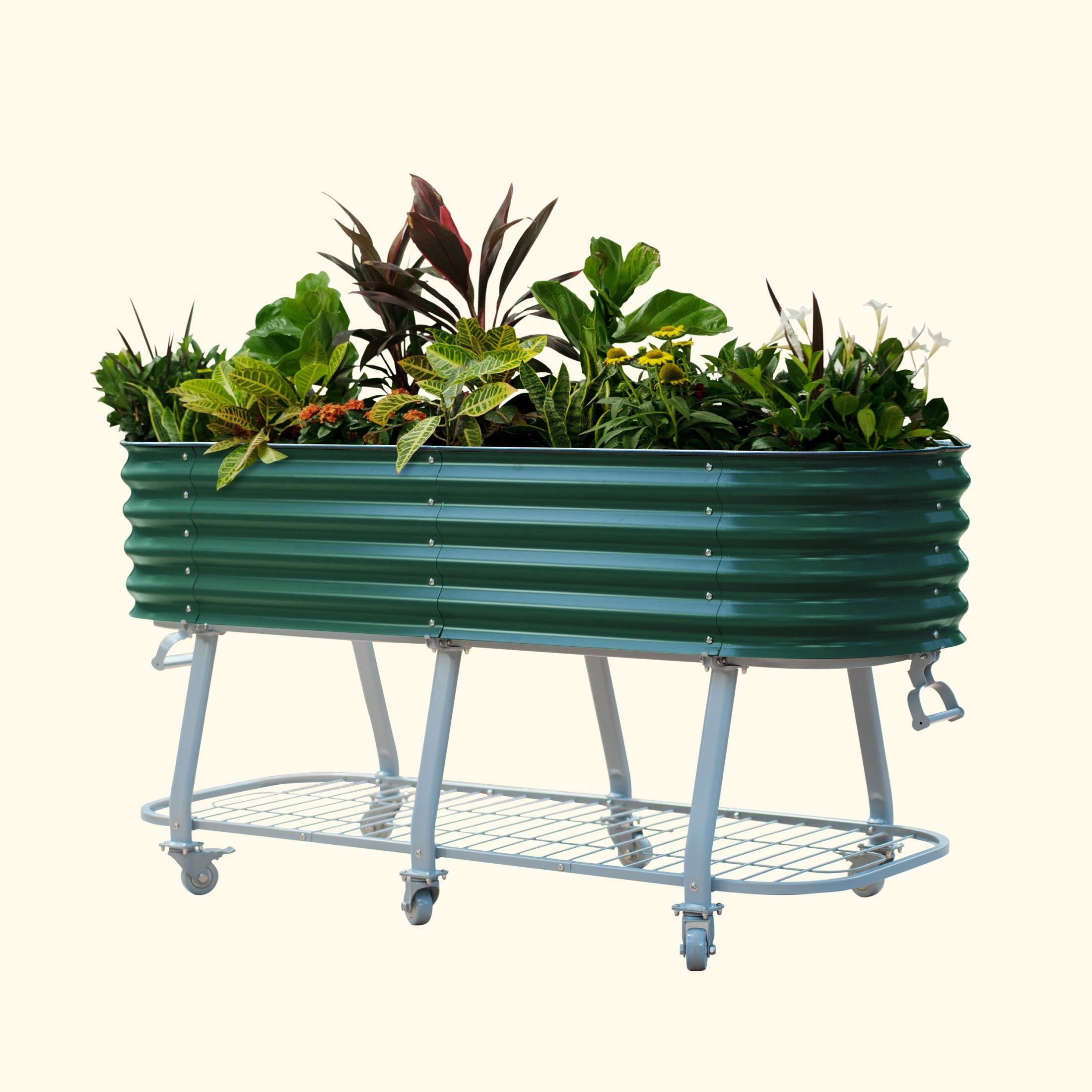 Self-Watering Elevated Garden Bed with Wheels - Mobile Raised Planter Box for Vegetables, Herbs & Flowers - Perfect for Patio, Balcony & Small Space Gardening