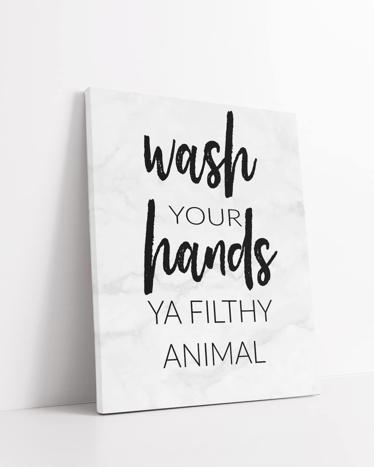 Funny Bathroom Wall Art - 'Wash Your Hands You Filthy Animal' Farmhouse Decor - 24x30 Ready to Hang Canvas - Powder Room & Guest Bathroom Wall Decor for Home, Office, or Restaurant