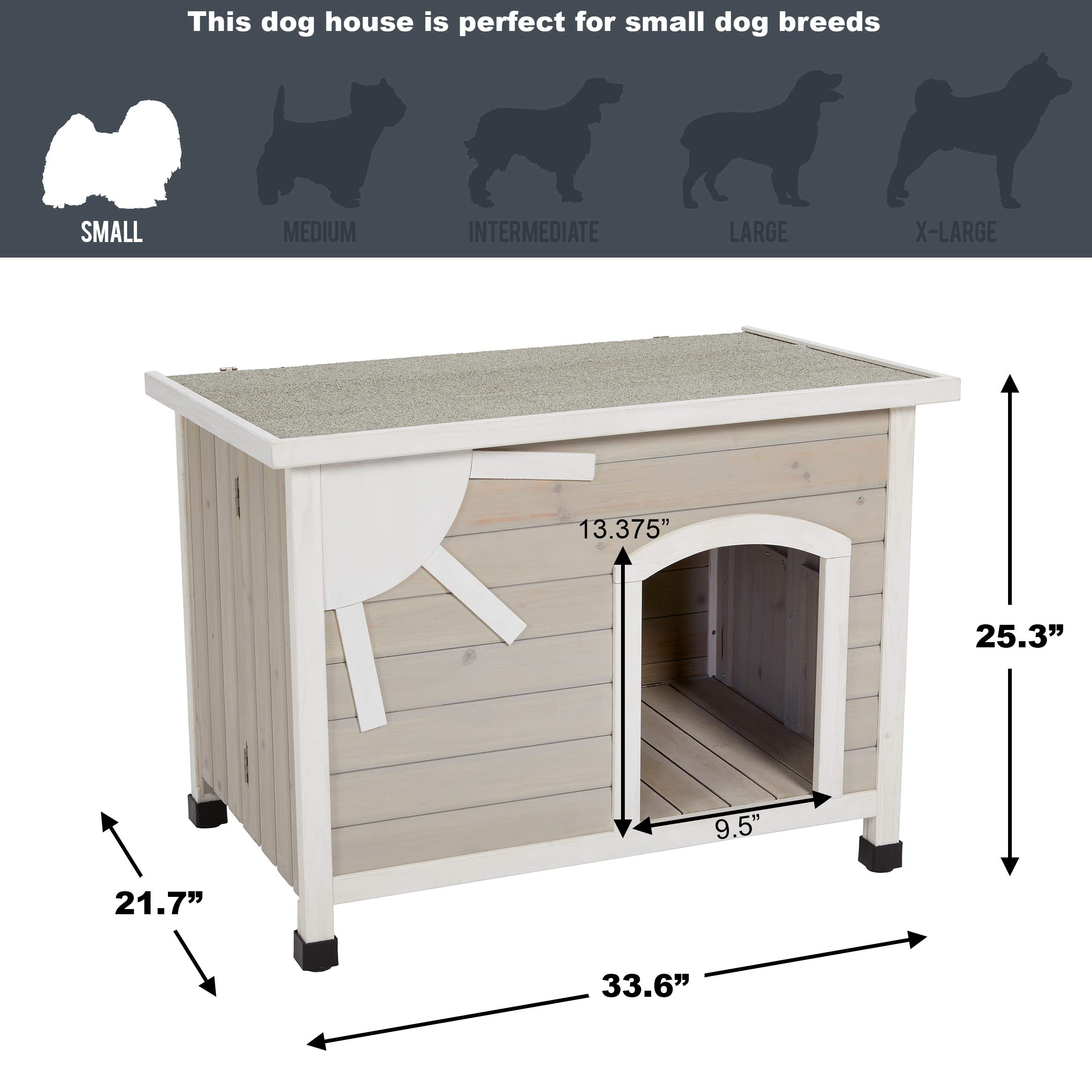 MidWest Homes for Pets Eilio Folding Outdoor Wood Dog House - Easy No-Tool Assembly, Weather-Resistant Beige Dog House for Small Breeds | Perfect for Backyards, Patios & Outdoor Adventures (12EWDH-S)