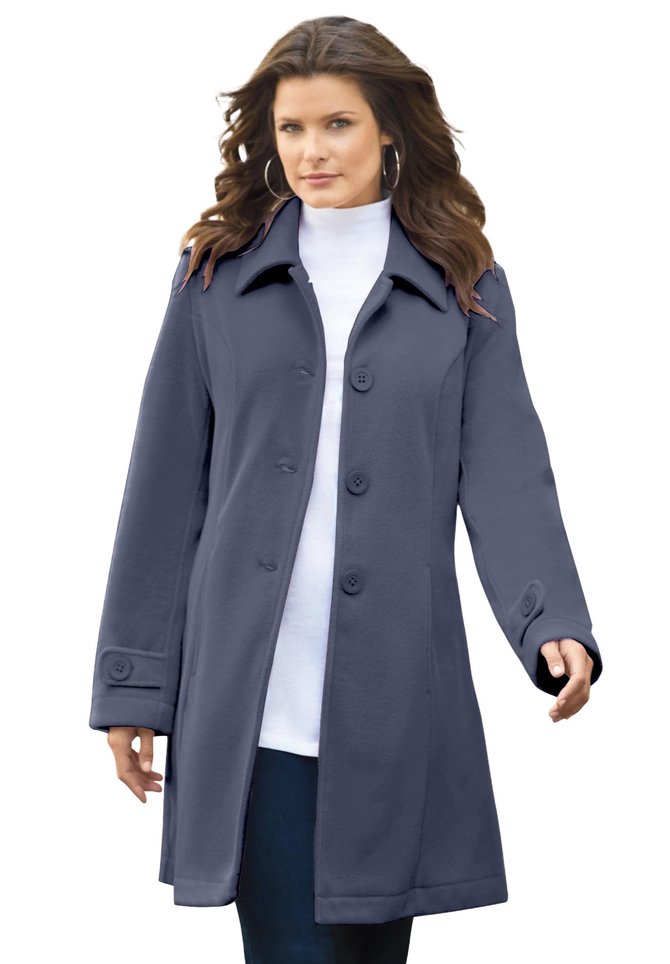 Roaman's Women's Plus Size Fleece Jacket - Warm Winter Coat with Pockets for Outdoor Activities, Hiking & Casual Wear