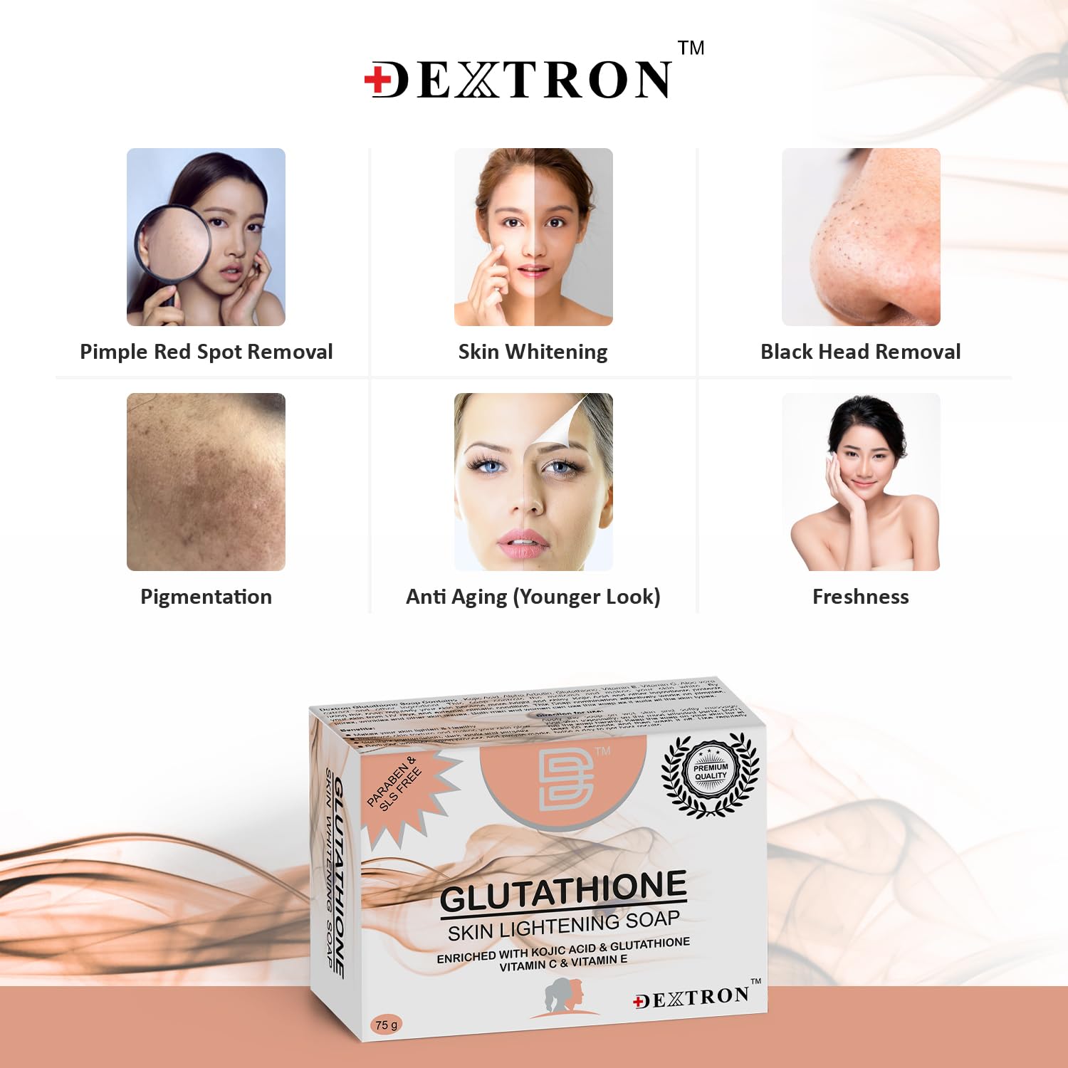 Dextron Glutathione Soap for Skin Whitening & Brightening - 1 Piece - Natural Skin Care for Face & Body - Perfect for Daily Use & Glowing Skin