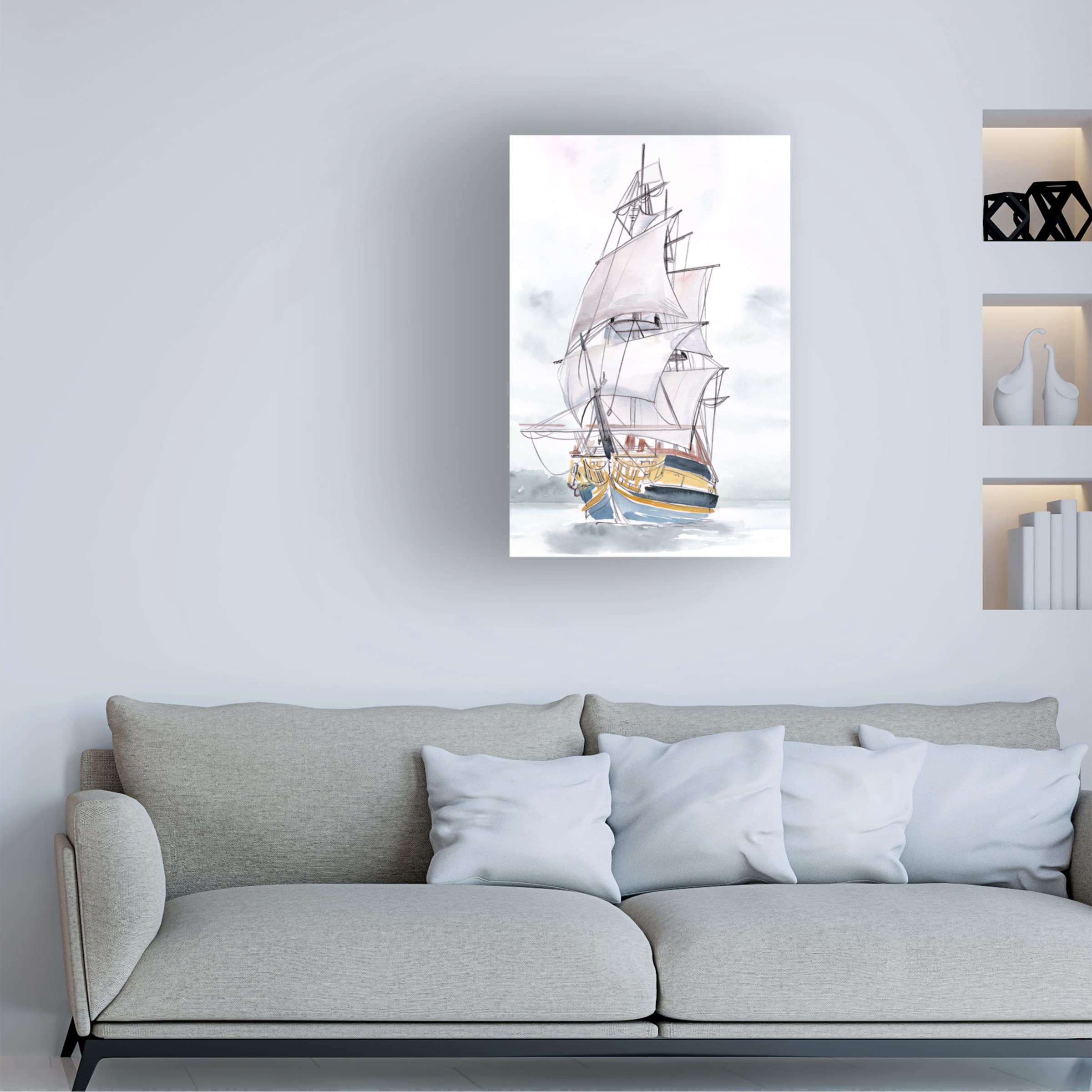 Jennifer Paxton Parker 'Tall Ship II' Canvas Wall Art - Nautical Decor for Living Room, Bedroom & Office - Premium Trademark Fine Art Print