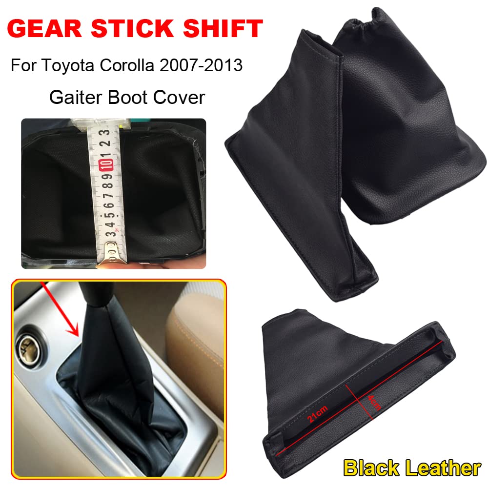 Hacreyatu Black PU Leather Shift Lever Cover & Handbrake Boot for Toyota Corolla 2007-2013 - Premium Car Interior Accessory for Enhanced Grip and Style