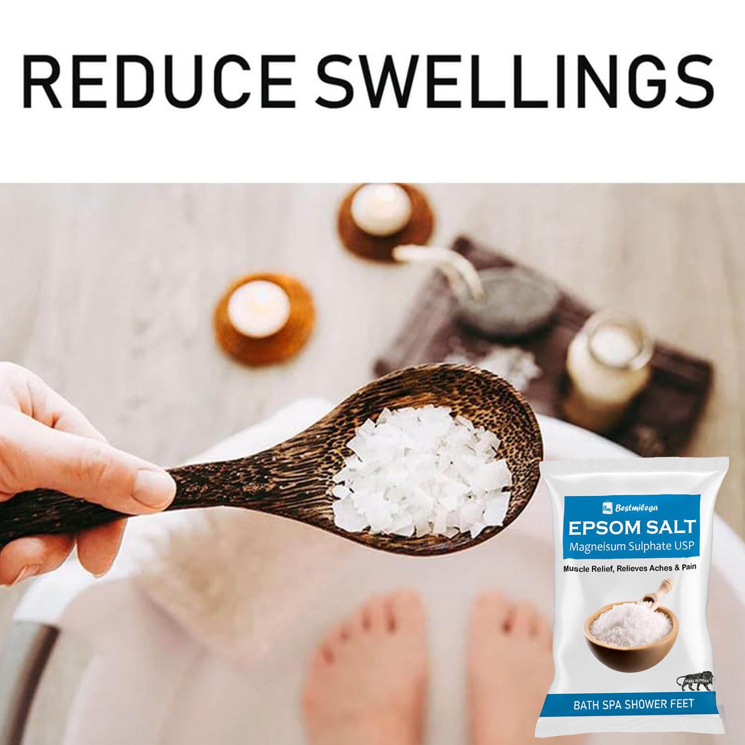 Premium Epsom Salt for Pain Relief - Magnesium Sulfate Bath Crystals for Foot Soak, Muscle Relaxation & Stress Relief (1kg) - Perfect for Post-Workout Recovery, Spa Day & Relaxing Baths