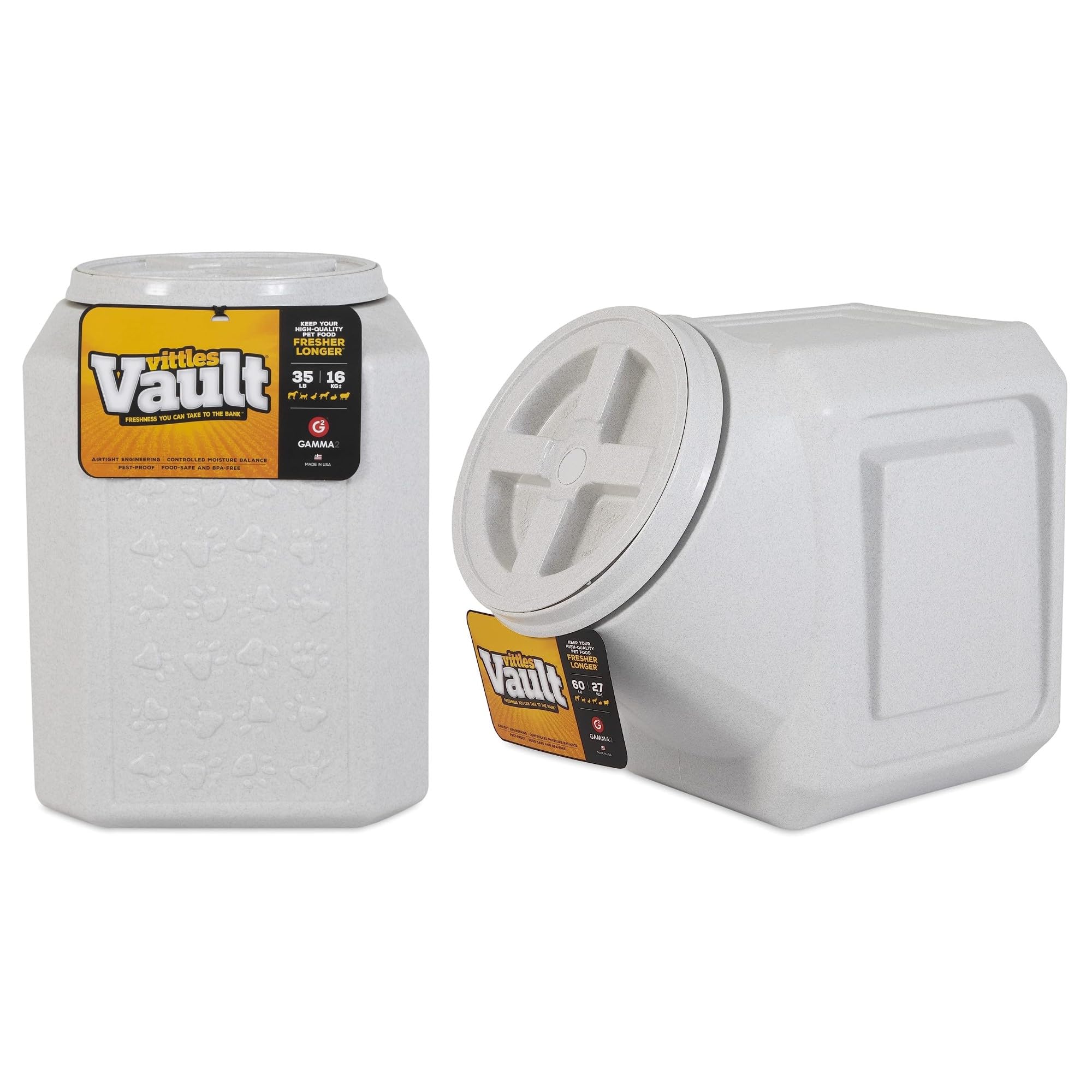 Gamma2 Vittles Vault Airtight Dog Food Storage Containers - 60lb & 35lb Stackable Pet Food Bins for Freshness - Perfect for Dry Kibble, Treats & Bulk Food Storage in Homes, Kennels or Pet Stores