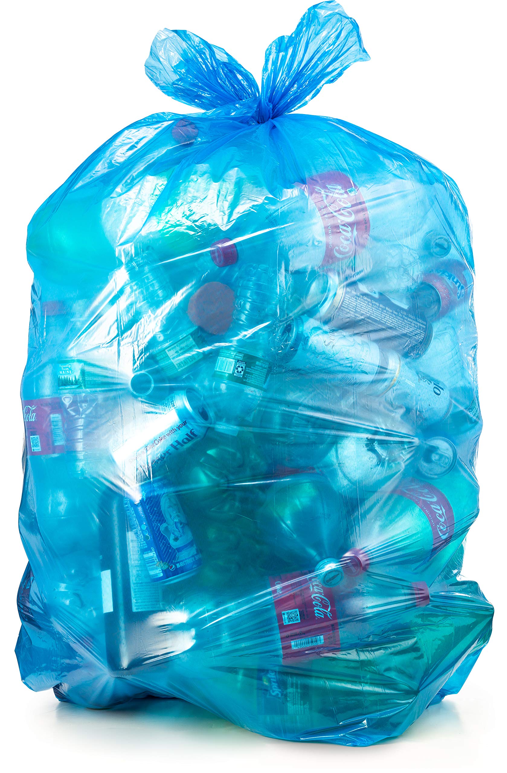 55 Gallon Heavy Duty Blue Recycling Trash Bags - 50 Count with Drawstring Ties - Extra Large Plastic Garbage Bags for Home, Office & Outdoor Waste Disposal