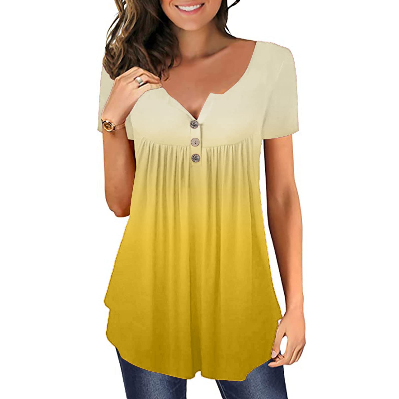 Women's Summer Tops 2022 - Floral V-Neck Tee for Casual & Dressy Wear