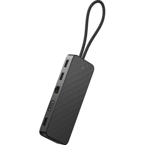 HP Spectre USB-C Travel Dock - 6-in-1 USB C Hub with HDMI, VGA, RJ45 Ethernet, 4K Output for Laptops - Portable Adapter for MacBook Pro, Dell XPS, Surface Pro - Perfect for Business Travel, Home Office & Remote Work