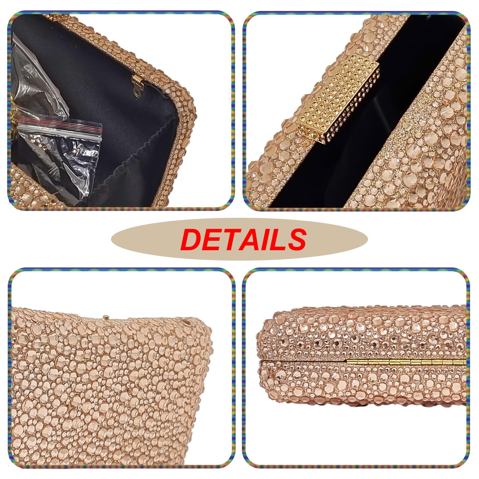 Sparkly Rhinestone Clutch Handbag for Women - Crystal Gem Evening Purse for Party, Wedding & Special Occasions | Elegant Night Out Accessory