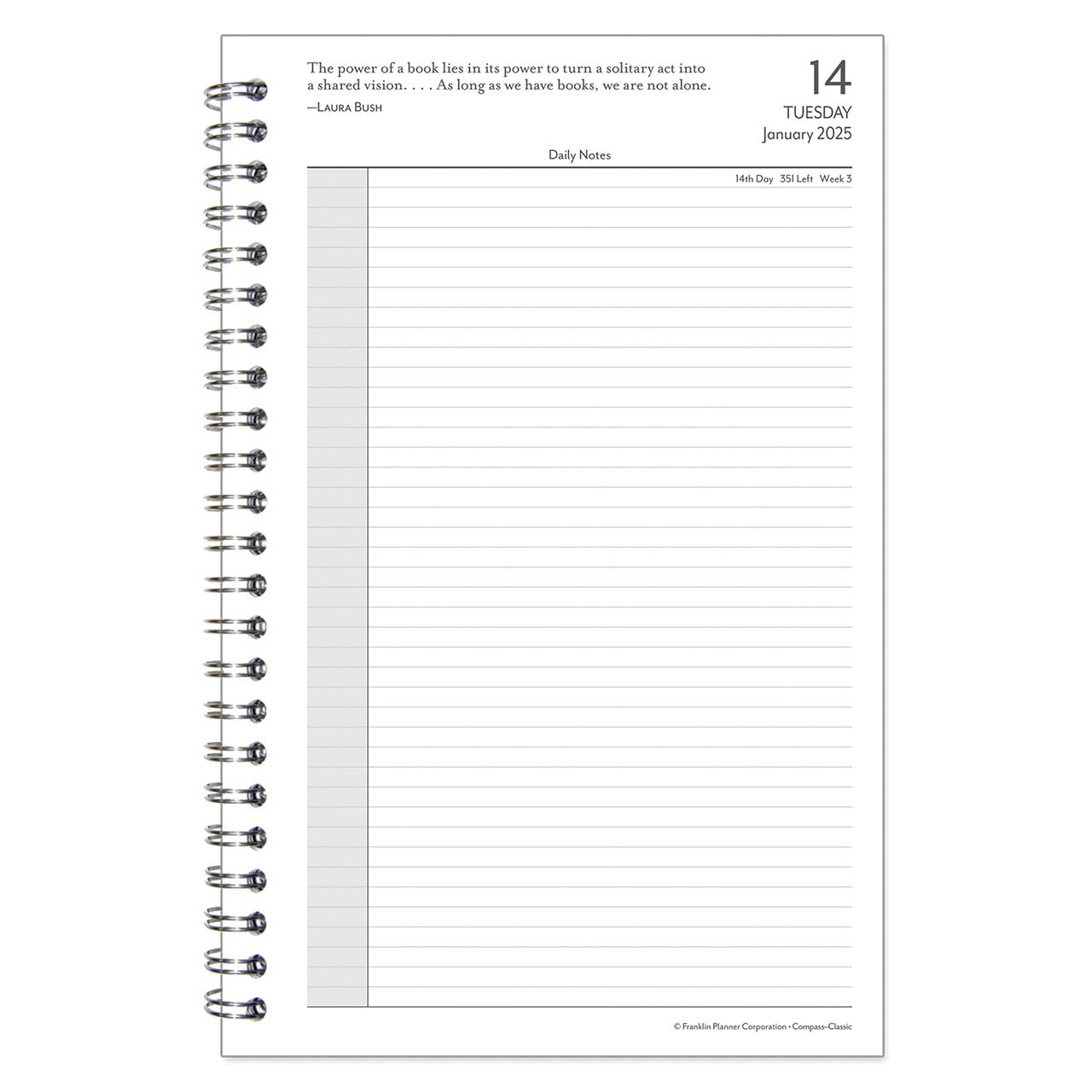 FranklinCovey 2025 Daily Planner - Two Page Per Day Wire-Bound Organizer (Classic, January to December) | Perfect for Goal Setting, Time Management & Productivity | Office, School & Home Use
