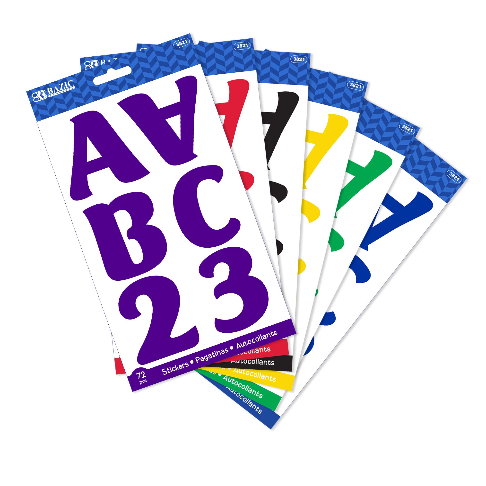 BAZIC 6 Colors Alphabet & Number Stickers 2