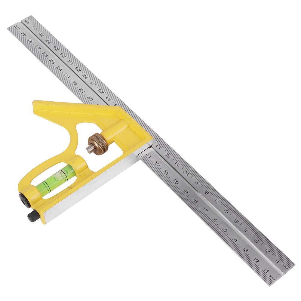 12 Inch Stainless Steel Combination Square - Adjustable Angle Ruler with Bubble Level for Woodworking, Metalworking & DIY Projects | Perfect for Carpentry, Framing & Precision Measurements
