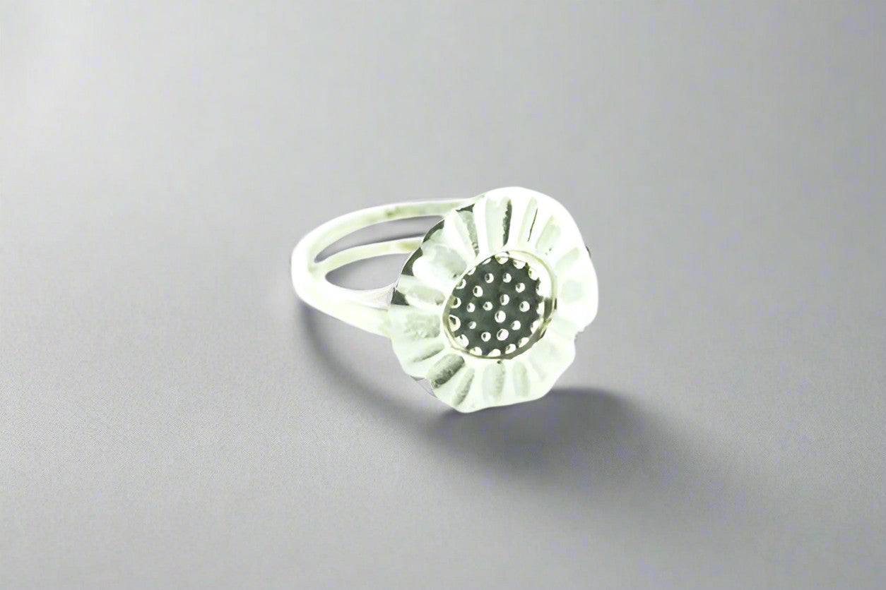 Sterling Silver Flower Puzzle Ring for Women - Elegant Adjustable Stackable Band for Gifts, Parties & Everyday Wear