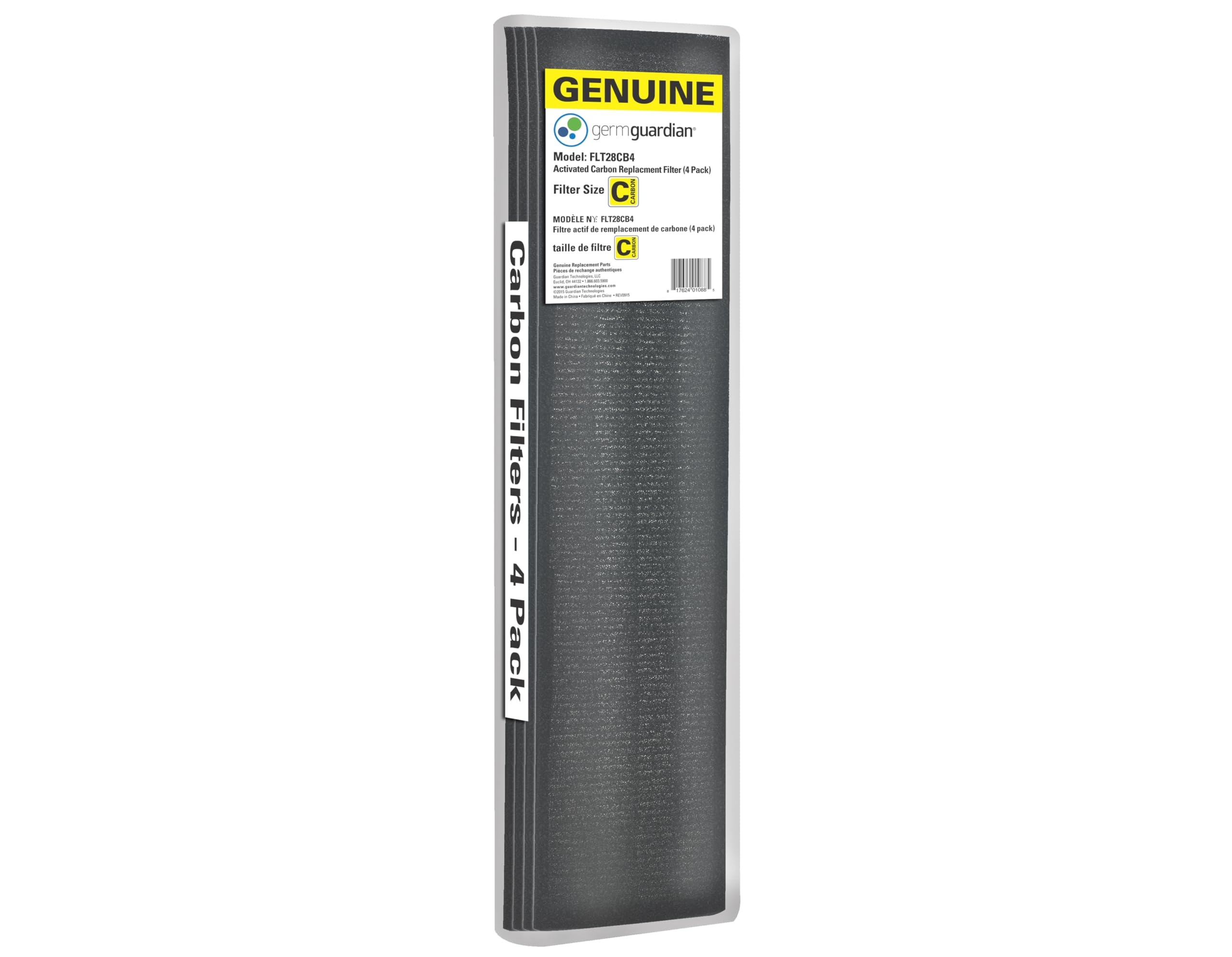GermGuardian AC5000 Series Air Purifier Replacement Carbon Filter (FLT28CB4, 4-Pack, Black) - Compatible with FLT5000 & AC5000 Models - Eliminates Odors & Improves Air Quality for Home, Office & Bedroom Use