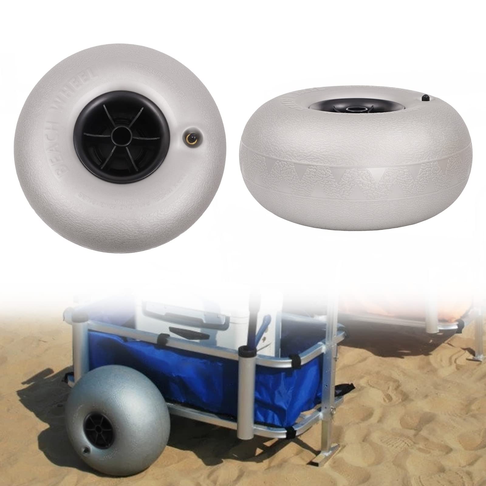 2-Pack PVC Balloon Wheels for Beach Carts - Heavy Duty Sand Tires Replacement for Kayak Dolly, Canoe Carrier & Boat Buggy - Perfect for Beach, Sand & Outdoor Adventures